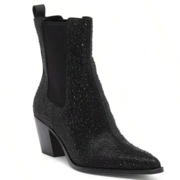 Dolce Vita Shadie Crystal Chelsea Boot In Black Metallic Crystal Designer #72 - Picture 2 of 13